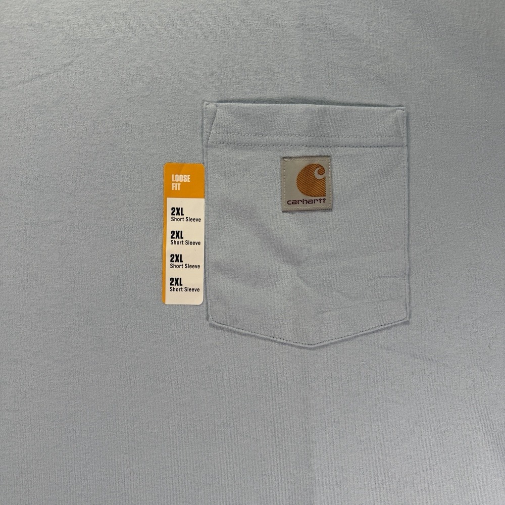 Carhartt Pocket T Shirt Mens 2XL Blue Short Sleeve Work Loose Fit Cotton NWT - Picture 5 of 9